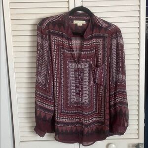 Women's Burgundy Patterned Top